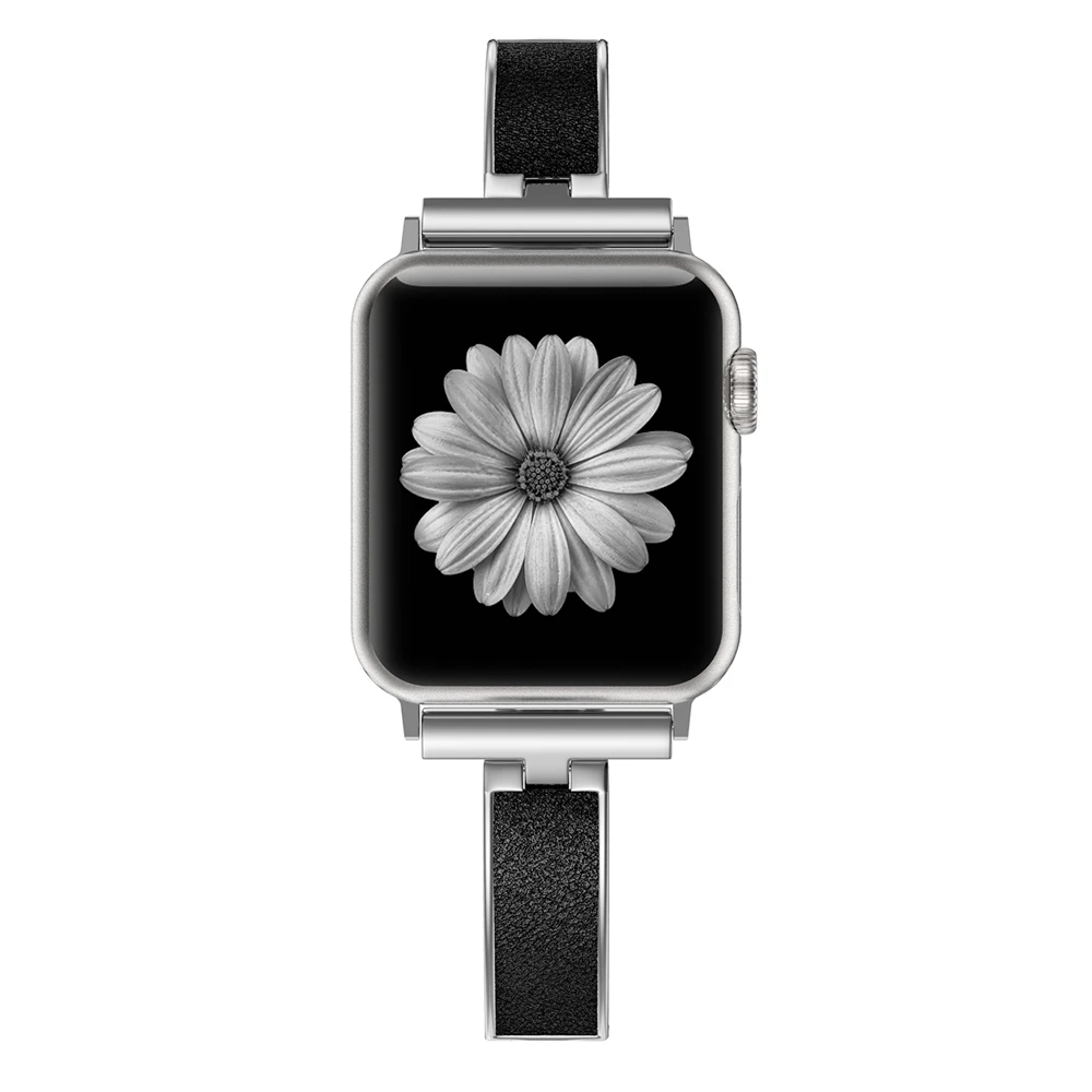Женский металлический ремешок для Apple Watch Series 5, 40 мм, 44 м, металлический+ кожаный браслет, ремешок для iWatch Series 4, 3, 2, 1, 38 мм, 42 мм - Цвет ремешка: C7