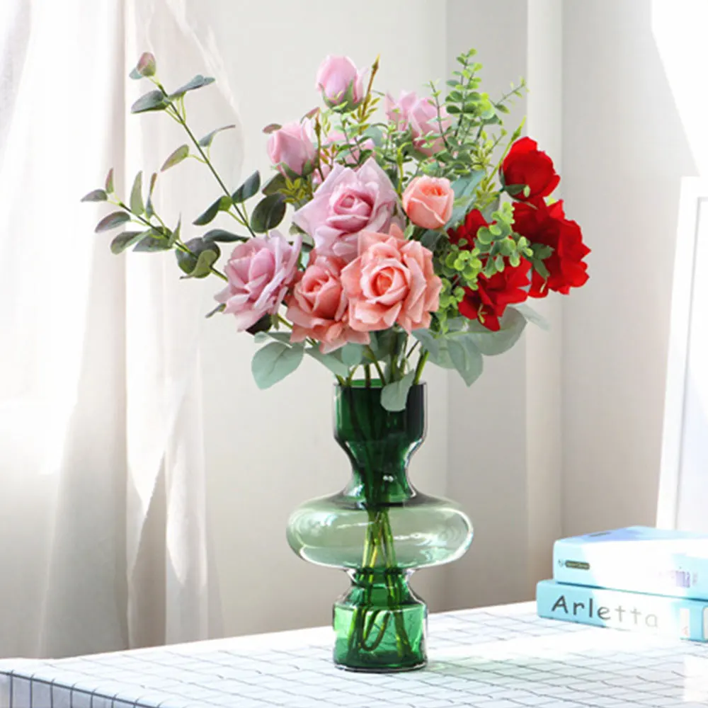 

Artificial Rose Silk Flower Blossom Bridal Bouquet for Home Wedding Table Room Decor