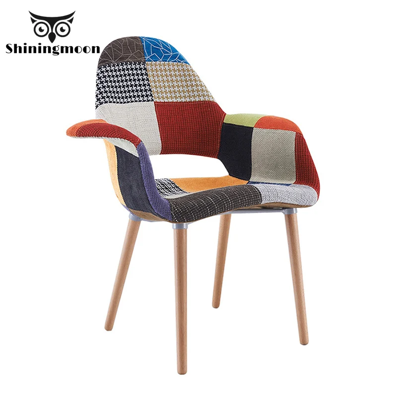 

Nordic design Fabric Solid Wood upholstered Chair Dining Chairs for Dining Rooms Restaurant Office Meeting Bedroom Dining Chair