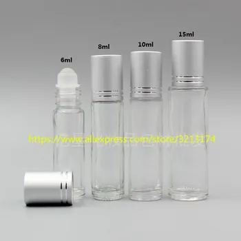 

wholesale 6ml 8ml 10ml 15ml clear glass bottle glass roller,roll-on essential oil Refillable perfume deodorant liquid bottle