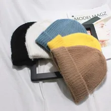 Цветные шапки женские зимние Mao Rongmao конец линии вязальная шляпа объем края все матч Досуг полный шляпа пуловер холодная шляпа