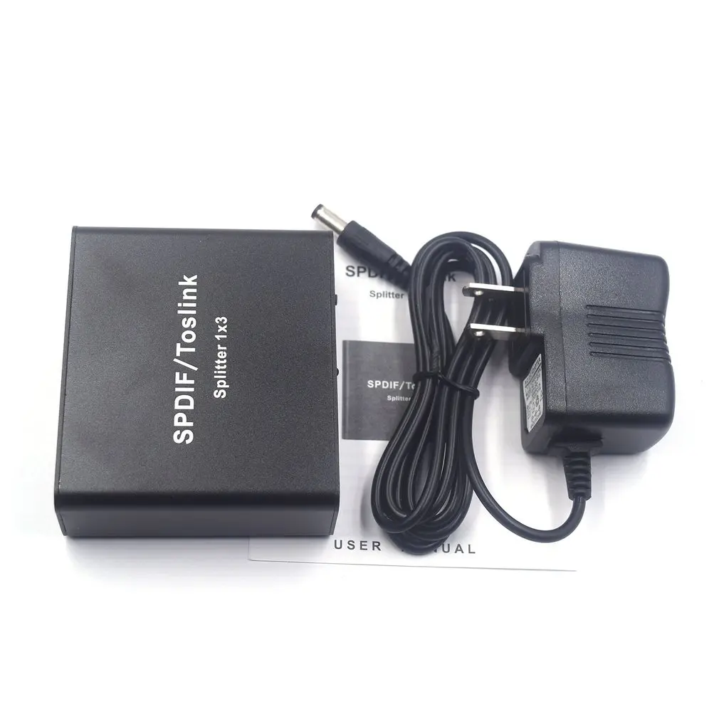 

SPDIF Toslink Digital Optical Audio Switcher Splitter Extender 1x3 Optical Splitter Adapter 1 in to 3 Out with Power Adapter