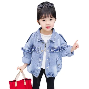 

Girls Denim Jacekt Ruffles Girls Coats Outerwear Casual Style Kids Coats Spring Autumn Clothes For Girls