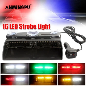 

ANMINGPU 12V Car Emergency LED Strobe Light Police Light Red Blue Amber White LED Flasher Beacon Warning Stroboscopes Light FSO