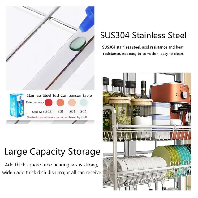 stainless steel Shelf Rack 1/2 Layers single sink Dishes Rack Steady Sink  Drain Rack Kitchen Organizer Rack Dish Shelf - AliExpress