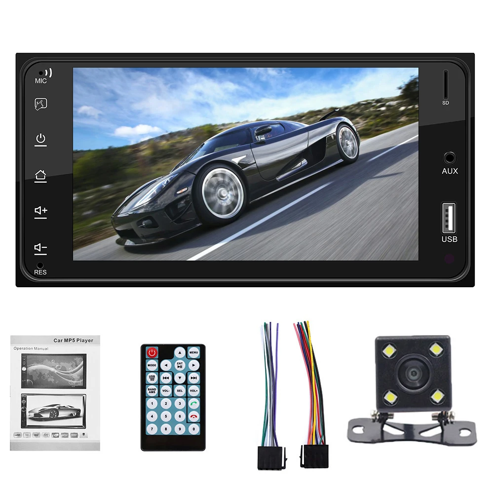 7 дюймов 2 Din автомобильное радио Bluetooth Зеркало Ссылка HD MP5 плеер для T-otito Corolla