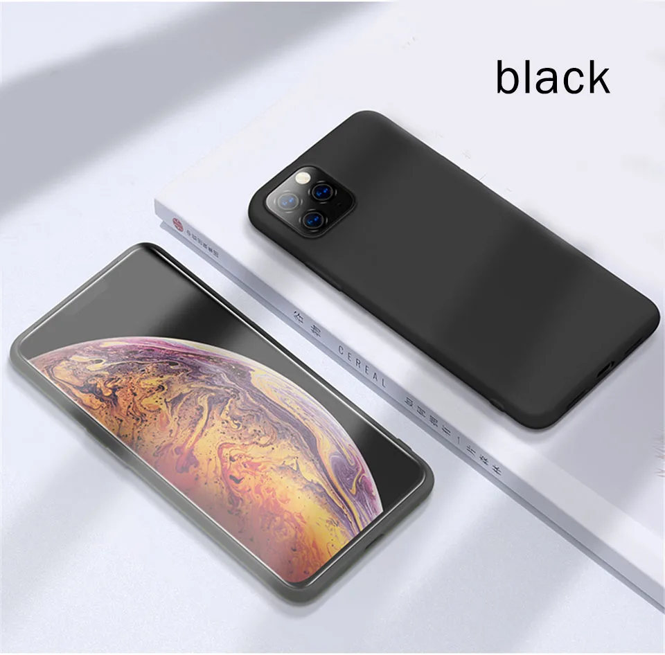 Тонкий мягкий чехол для iPhone для айфона 7 8 6 6s Plus 5S 5 жидкий силиконовый чехол карамельный чехол цвет Coque Capa для iPhone для айфона X Xs 11 Pro Max XR - Цвет: black