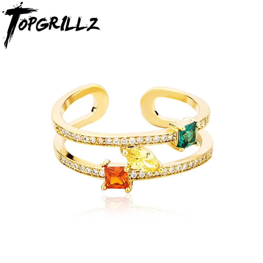 TOPGRILLZ 3 цвета кольца для открытия браслета женщин позолоченные кубические