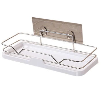 

ELEG-Suction Cup Stainless Steel Drain Rack Bathroom Storage Shelf Punch-Free Kitchen Bathroom Toilet Wall Hanging Storage Rack