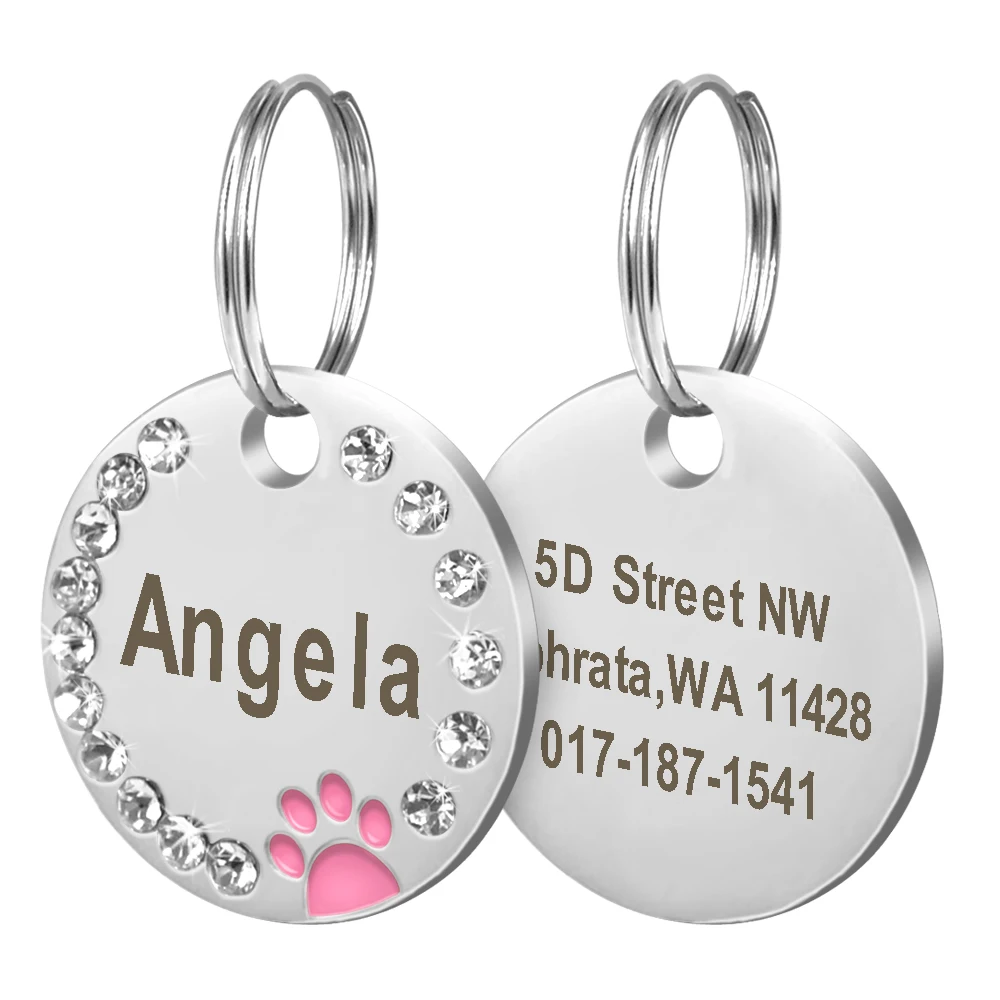 Custom Anti-lost Collar Puppy Accessories Name Pendant Tags Cat Steel ID Dog Dog Tag Engraved Pet Tag Paw Stainless Personalized - Color: 8