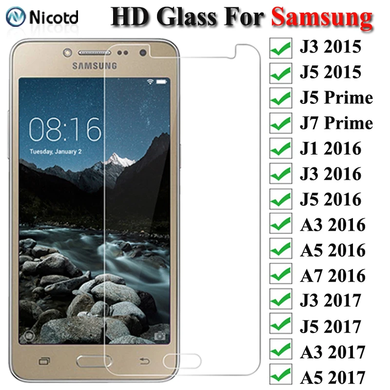 Beschermende Glas Op De Voor Samsung Galaxy A3 A5 A7 J3 J5 J7 2015 2016 2017 A6 A8 Plus 2018 gehard Screen Protector Glas Film