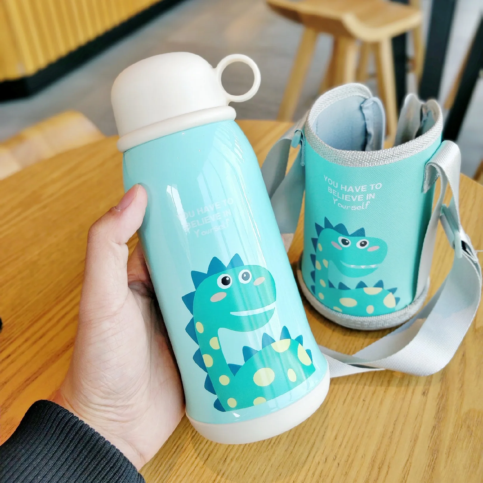 Kids Cartoon Drink Bottles Double Layers Stainless Steel Water Thermos Children Insulated Cups Portable Home School