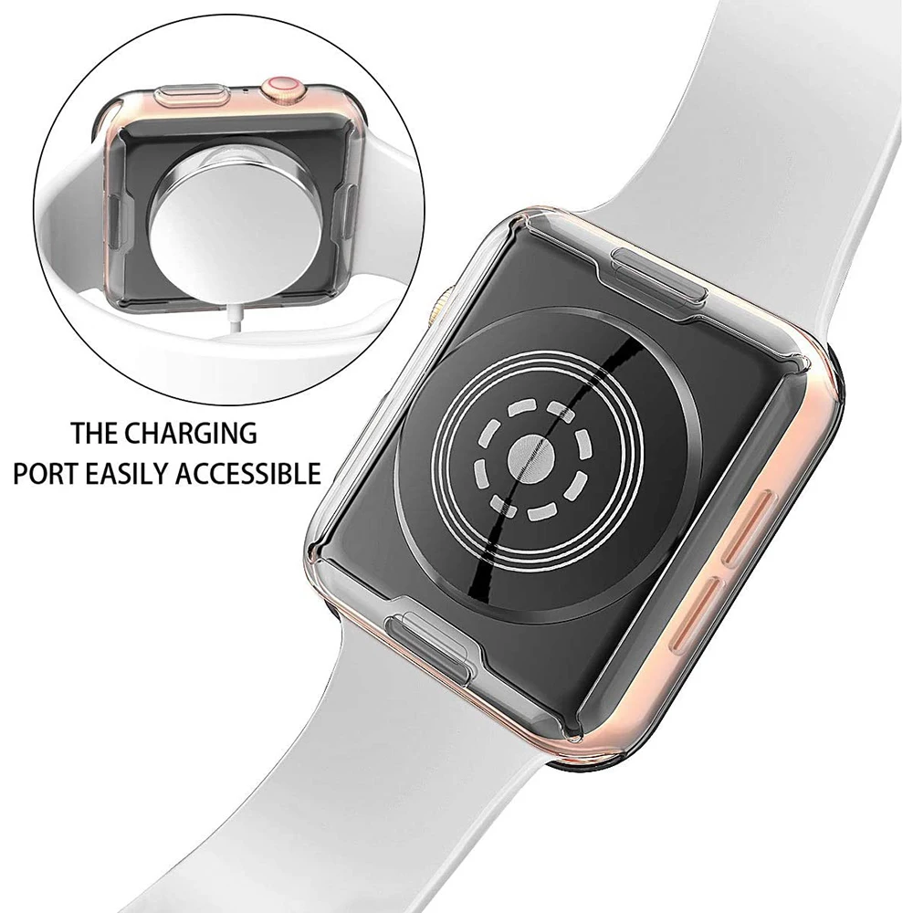 Чехол для Apple Watch Series SE 6 5 4 40 мм 44 360 прозрачный мягкий чехол из ТПУ Iwatch 3 2 38 42 мм|Часы