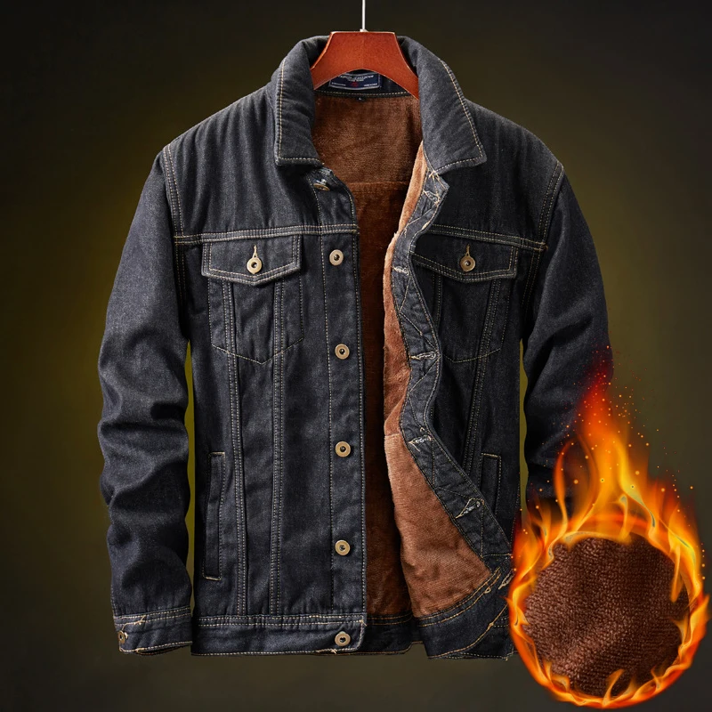 Winter New Men's Warm Denim Jacket 