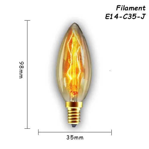 2 шт./партия, винтажная лампа E27/E14, ретро светильник, лампочка 220 В, лампочка эдисона для дома/спальни/гостиной, 40 Вт, Ретро лампа, filamento