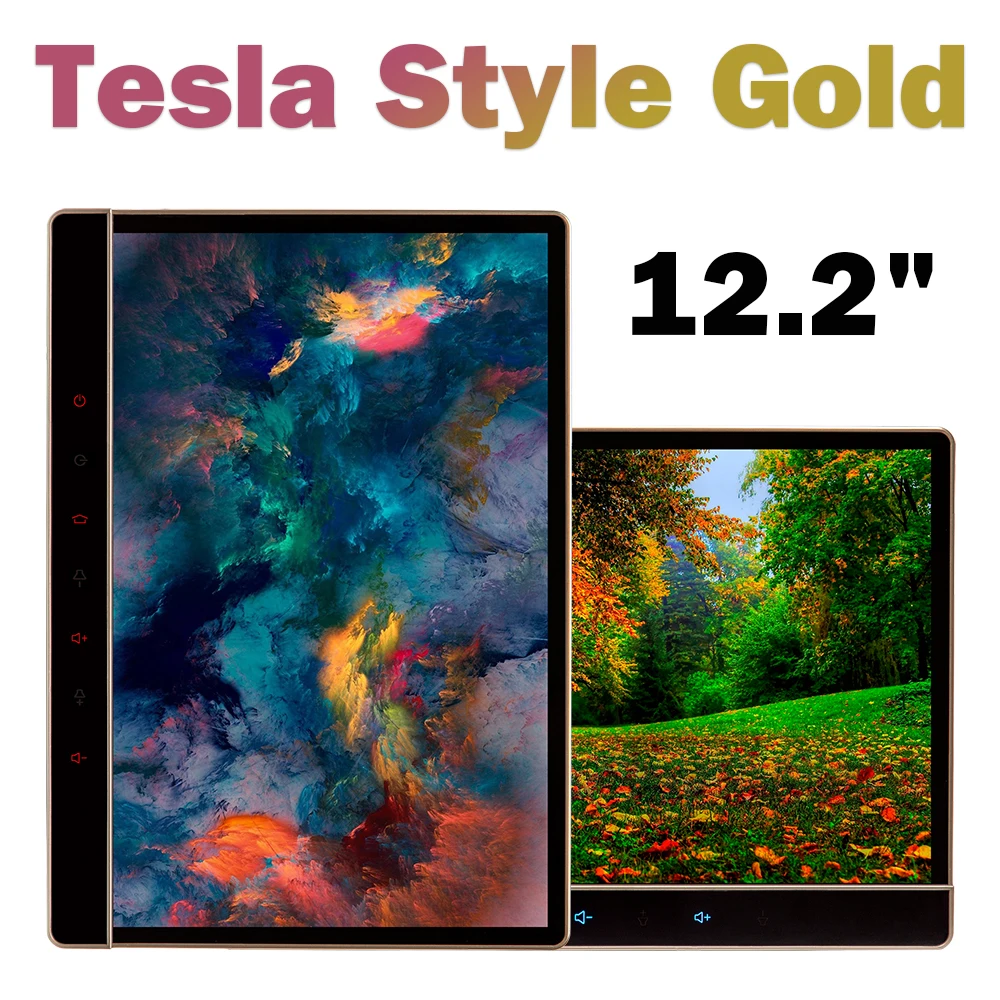 Carbar 12 2 &quotTesla Style Gold Din универсальный стереоприемник Android Автомагнитола DVD GPS