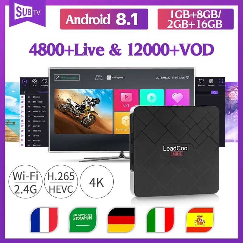 

IPTV France Arabic Leadcool Mini Box Android 8.1 Sansat IPTV Subscription Sweden Spain Belgium Germany Netherlands Turkey IP TV