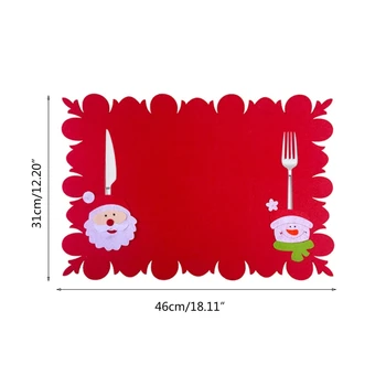 

6Pcs Christmas Knives Fork Placemat Cartoon Santa Snowman Dinner Party Table Mat GXMA