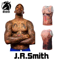 Крест-граница Европа и Америка стиль для мужчин JR Smith татуировки Стиль Знаменитостей печатные дышащие без рукавов спортивные фитнес