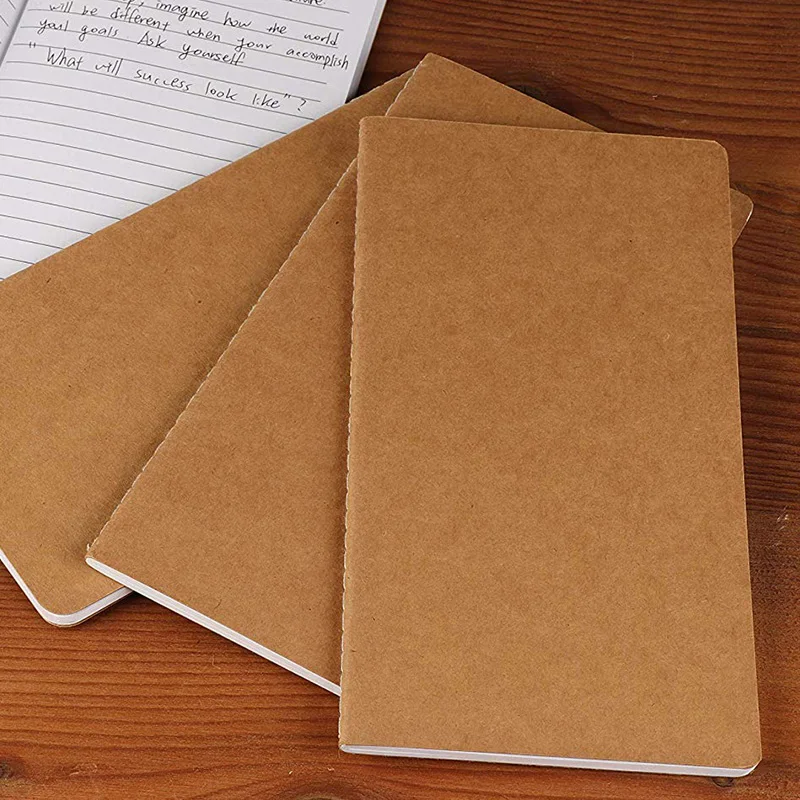 

Kraft Notebook - Lined Notebook Journals, Pocket Journal for Travelers, Diary, Notes - H5 Size, Soft Cover Sewn Notebook, Brown,