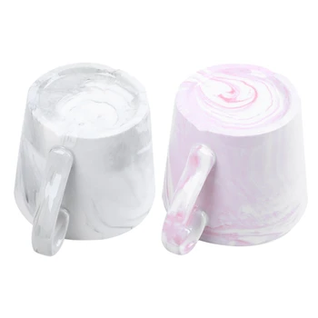 

2 Pcs Marble Ceramic Mugs Couple Lover'S Gift Morning Mug Milk Coffee Tea Breakfast Creative Porcelain Cup, Pink & White