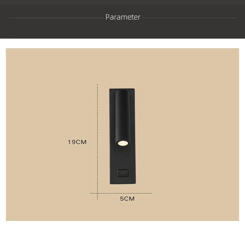 Interior Wall Light 180 Rotatable LED Reading Spotlight Button Switch Bedside Lamp Hotel Corridor (5)