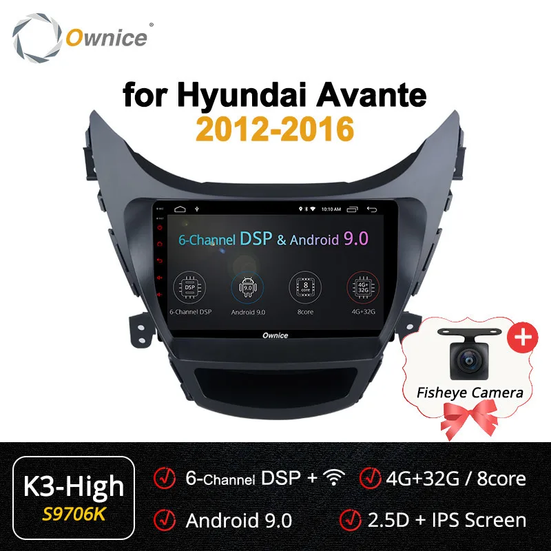 Ownice K6 K5 K3 Android 9,0 автомобильный dvd-плеер для hyundai Avante 2012 2013 Gps Navi Автомобильный мультимедийный DSP
