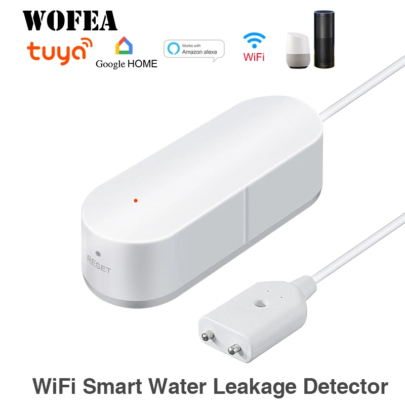 

Wofea wifi Water Leakage sensor App Notification battery Operated Home Security water detector tuya support alexa google home