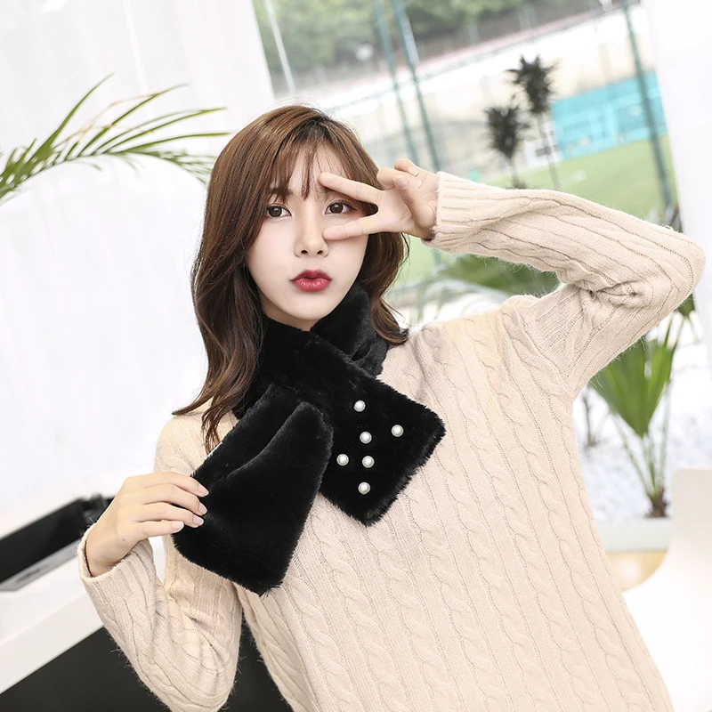 VISROVER, 8 цветов, женский зимний шарф, жемчуг, искусственный мех, женский зимний снуд с жемчугом, искусственный мех, шарфы, шаль, подарок, опт