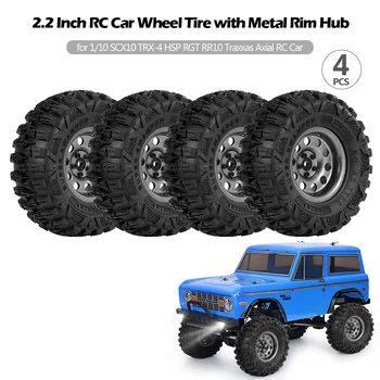 

4PCS 2.2 Inch RC Car Wheel Tire with Metal Rim Hub for 1/10 SCX10 TRX-4 HSP RGT RR10 Traxxas Axial RC Car