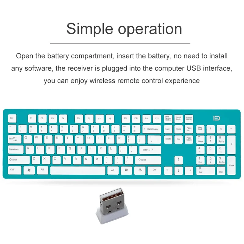 Fude K3 Wireless Keyboard Ultra Thin Mute Office Home Notebook Desktop General Lightweight 2.4GHZ Super Quiet PC Office Supplies