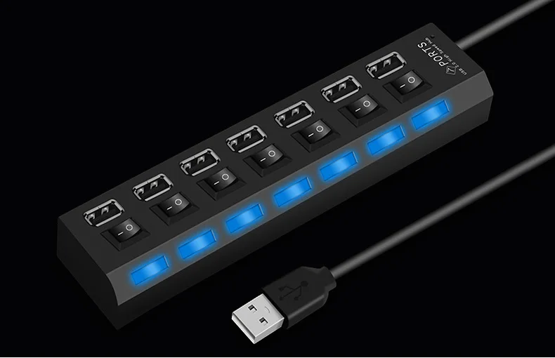 4 или 7 портов USB 2,0 концентратор длинный кабель с порт зарядки Micro USB, быстрая передача данных USB удлинитель концентратора разъем расширения для ПК