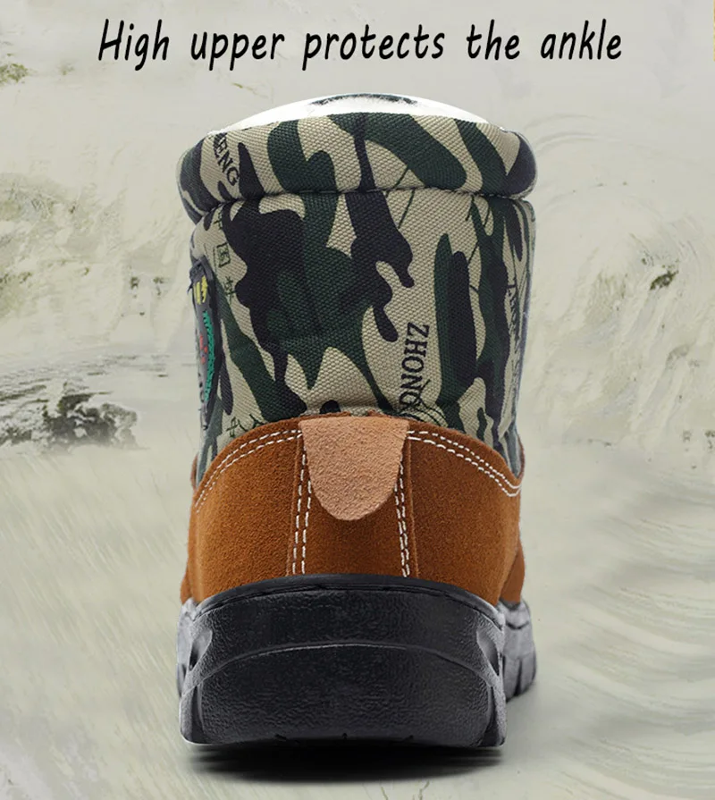 Winter Labor Protection Cotton Shoes Men High Help Cold Anti-slip Steel Bag Head Anti-smashing Anti-piercing Work Safety Shoes