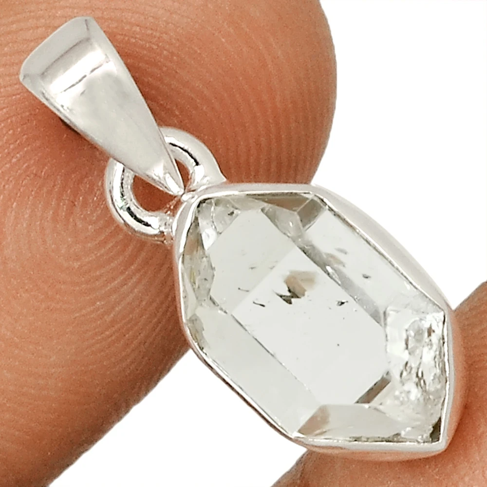 

Genuine Herkimer Diamond Pendant 925 Sterling Silver, Total Length : 24.8 mm, AP6934