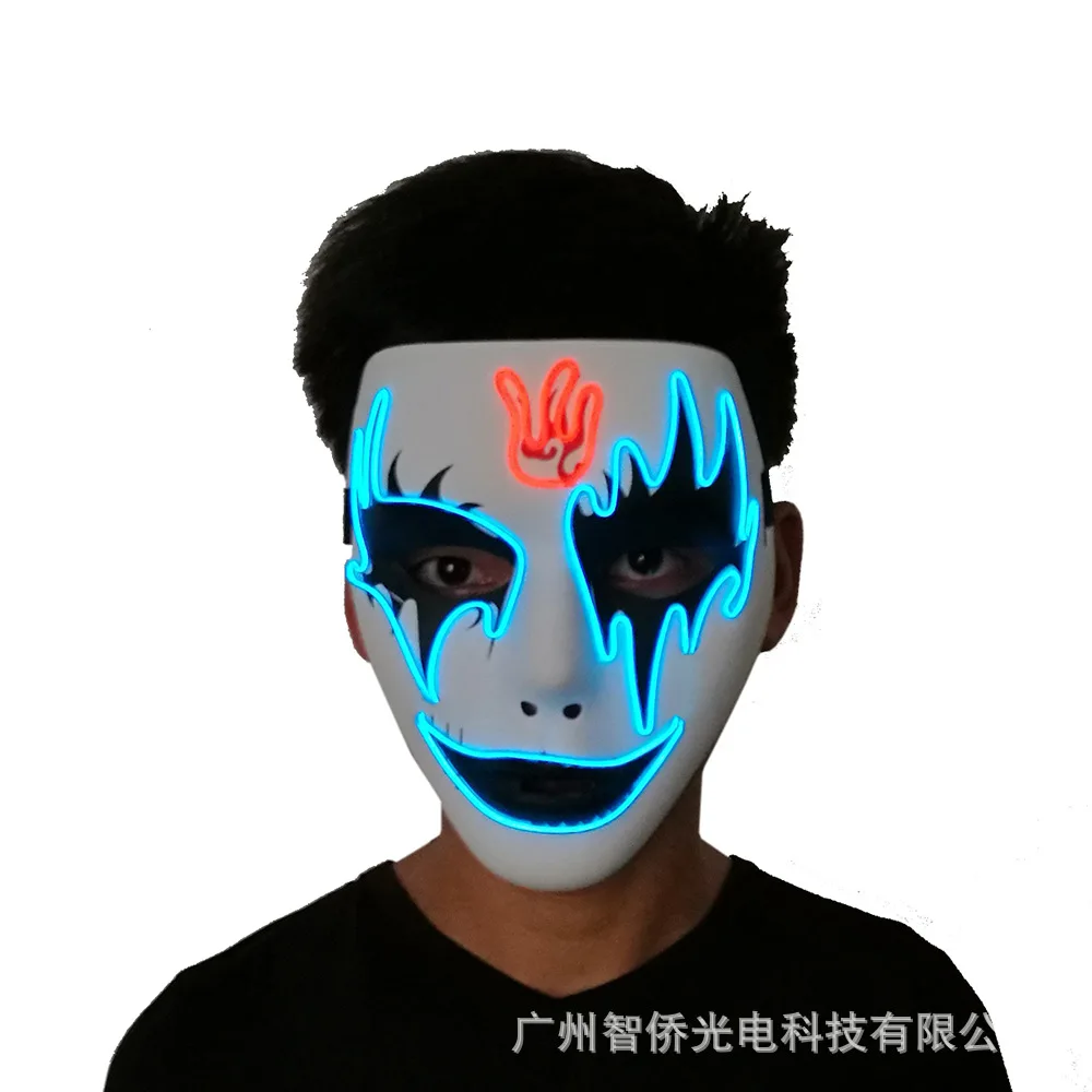 

Customizable Luminescent Light El Night Light Mask Hand-Painted Flame Forehead Halloween Horror Halloween COS Stage Mask