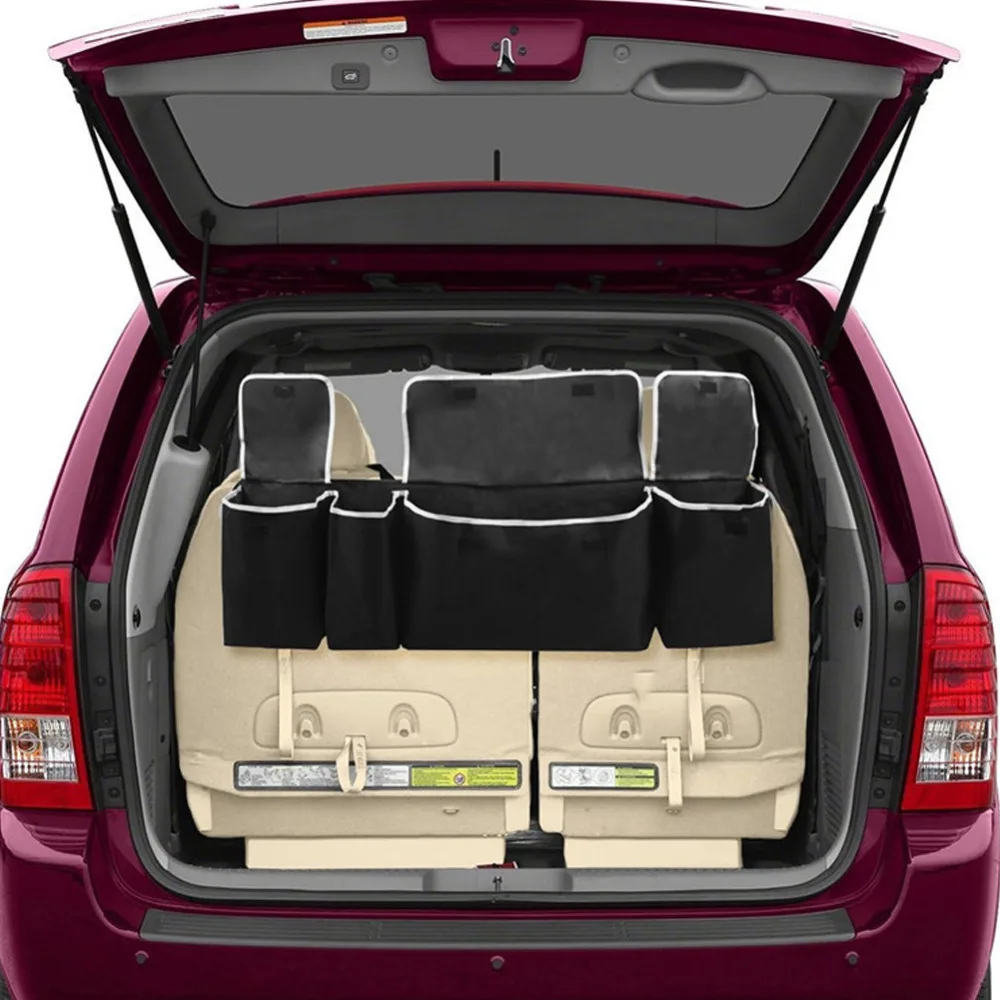 Органайзер для багажника автомобиля на заднем сиденье, регулируемая сумка для хранения, Сетчатая Сумка с высокой вместительностью, многофункциональные органайзеры для спинки автомобильного сиденья из Оксфорда