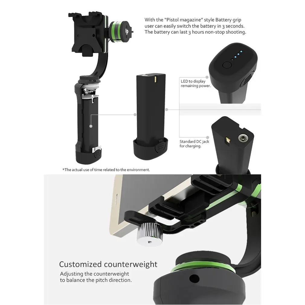 Lanparte HHG-01 3 Axis Handheld Gimbal Stabiliser for Smartphones for iPhone