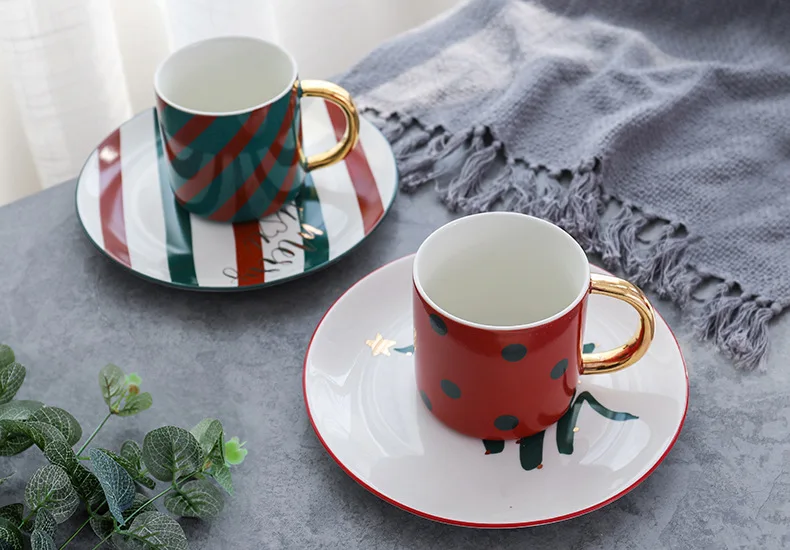 Скандинавский стиль рождественский керамический стакан керамические золотистые кофейная чашка и блюдце необычная кружка широкий рот пара чашка для воды лучший подарок