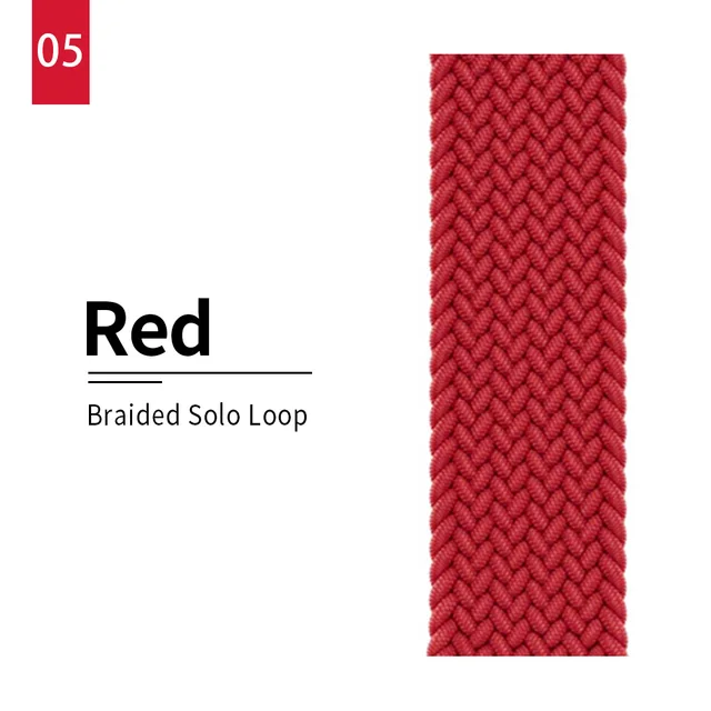 Braided Solo Loop strap for Apple watch band 44mm 40mm Elastic Wristband Bracelet on iwatch Se Series 7 6543 42mm 38mm 41mm 45mm 5 red colro