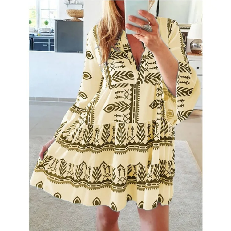 Genuo Dress Printed Ladies Beach Dresses Candy Color Plus Size Summer Boho Beachwear Clothes For Women 2020 New Arrival