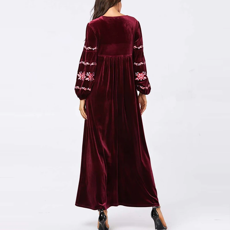 MISSJOY/ осеннее платье на Среднем Востоке, бархатное платье с ручной вышивкой и длинными рукавами, abayas, элегантные повседневные платья в турецком исламском арабском стиле