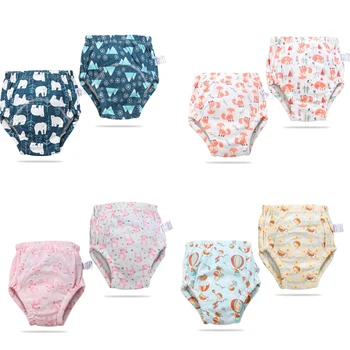 

2pcs/Box Baby Infant Toddler Waterproof Training Pants Cotton Changing Nappy Cloth 6 Layer Diaper Panties Reusable Washable
