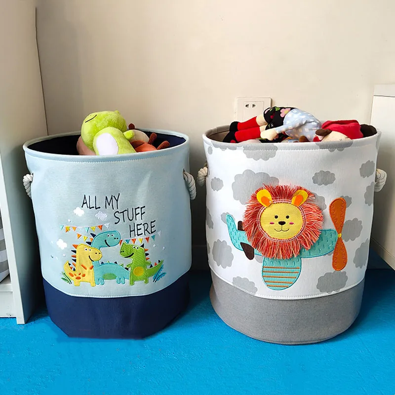 

Baby Laundry Basket Cute Dinosaur Foldable Toy Storage Bucket Picnic Dirty Clothes Basket Box Canvas Organizer Cartoon Animal
