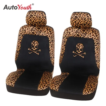 

Skull Pattern Print Front Car Seat Cover Universal Leopard Print Car-Styling Fashion Car Accessorie Universal Car Seat Protector