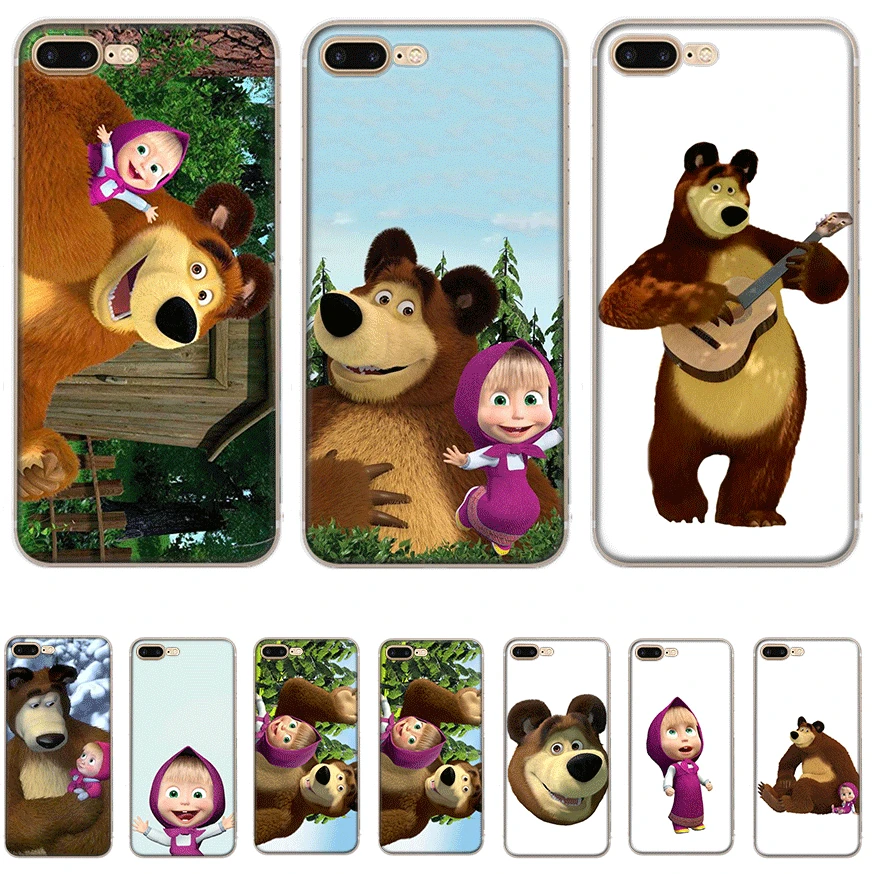 Чехол для мобильного телефона tpu для iPhone 11 Pro X XS Max iPhone XR 6 6S 7 8 Plus 5 5S SE чехол Маша и медведь