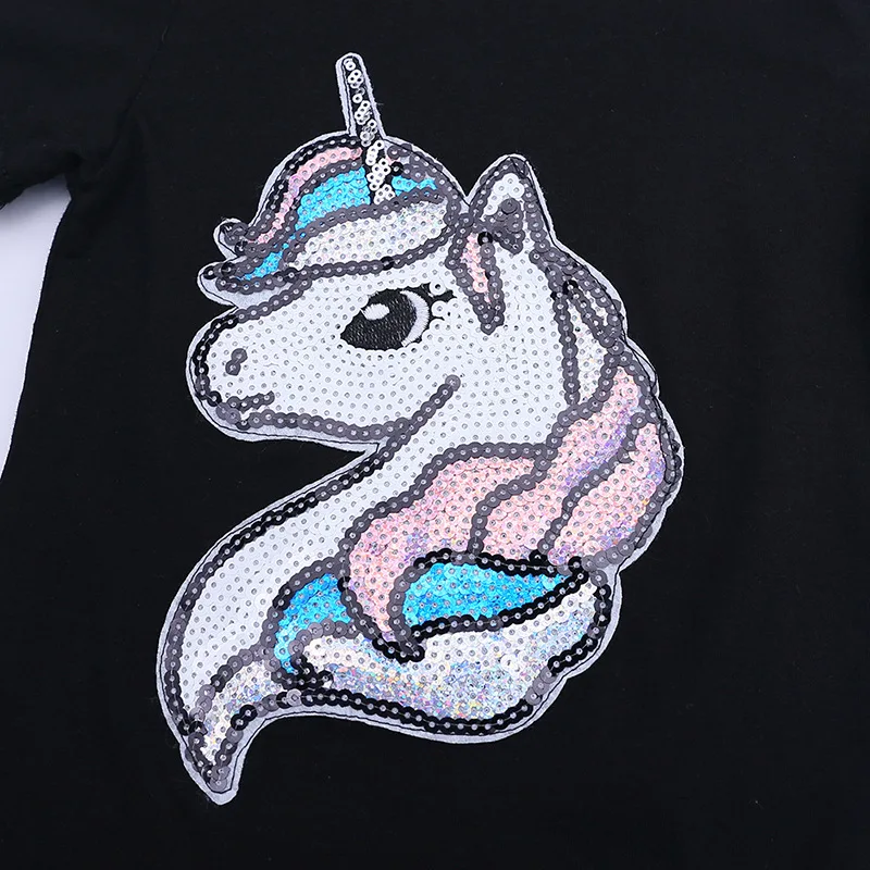 kids Sequins cotton T-shirt Boys and girls Half sleeve coat Tide fan Shirt Cartoon unicorn dinosaur summer The New