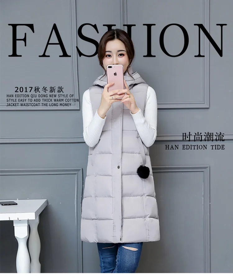 duvet coats 2021 Winter Women Cotton Down Vest Plus Size M-5XL Sleeveless Warm Hooded Loose Casual Long Vest Female Outerwear Padded Jacket long duvet coat