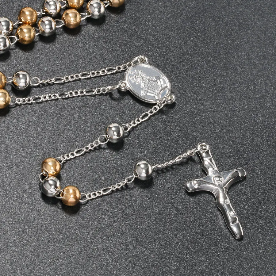 Католические украшения 6 мм Четки лорда христианского ожерелье Иисус, Дева Мария крест религиозные украшения Одежда Аксессуары Иисус