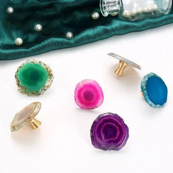 

Natural Agate Gemstone Kitchen Cupboard Cabinet Knob Handles Original Stone Furniture Wardrobe Drawer Door Handle Pulls Hardware