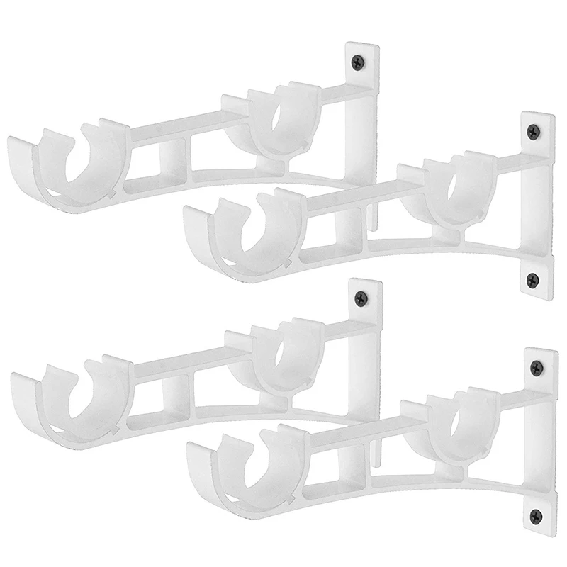Double Curtain Rod Holders Set, Curtain Rod Brackets, Tap Right Into